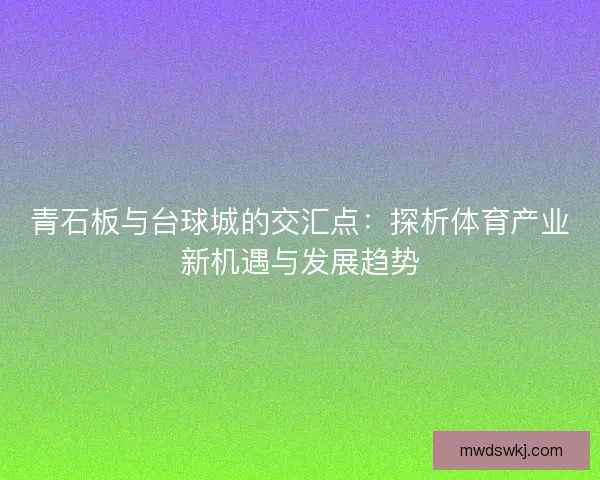 青石板与台球城的交汇点：探析体育产业新机遇与发展趋势